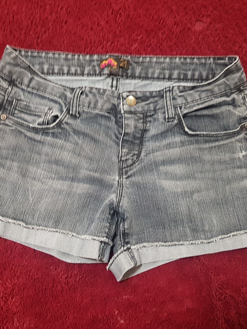 21 Grey Wash Denim Cuffed Shorts